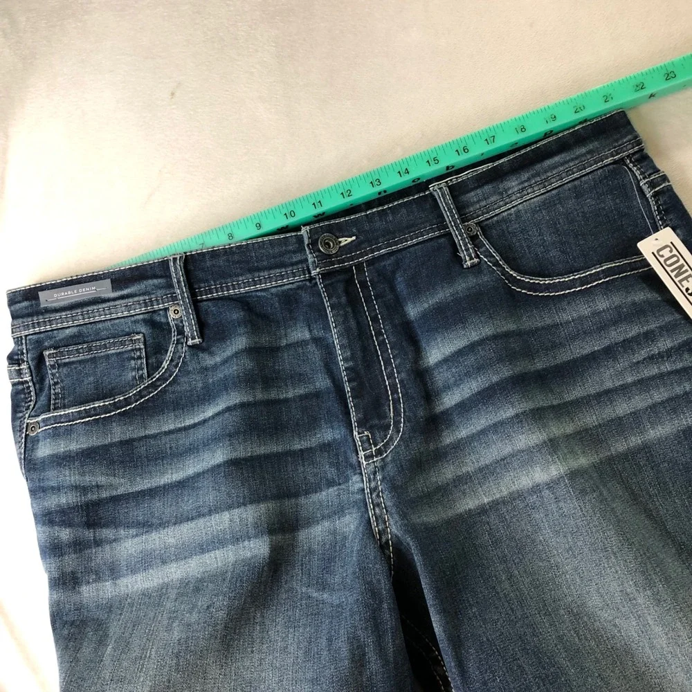 NEW BKE Seth Jeans Mens 42x30 Blue Straight Cone Denim Whiskering Stretch Preppy